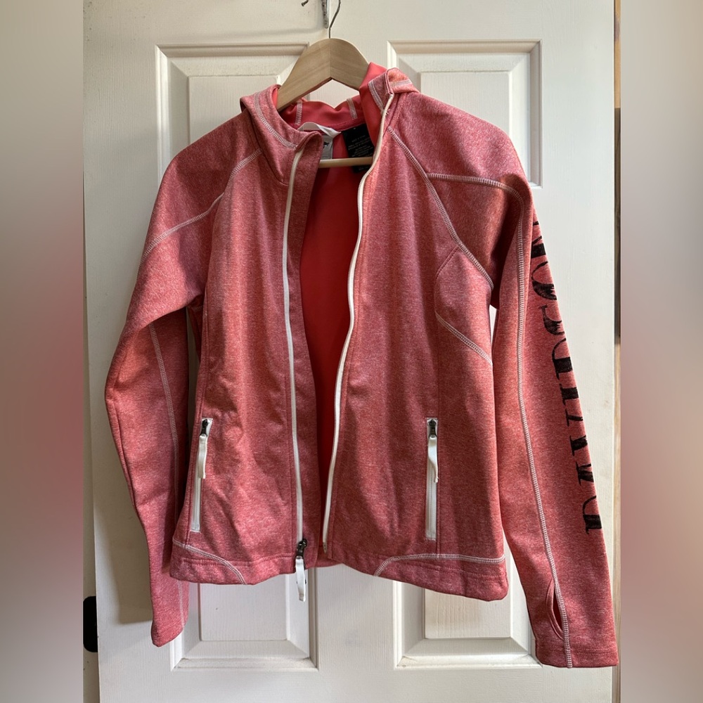 Harley Davidson, lightweight zip up jacket with thumb holes coral color size S